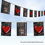 Wedding day bunting hearts and words design