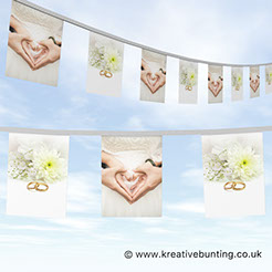 Wedding day rectangular bunting wedding rings design