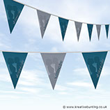 Wedding reception bunting in blue and grey couple sillhouette design