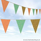 Fluerette wedding day bunting, peach, green and brown