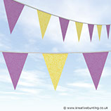 Purple and lemom flourette wedding reception bunting